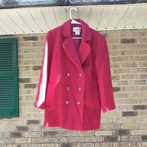 Women's Red Double Breasted Worthington Wool Coat